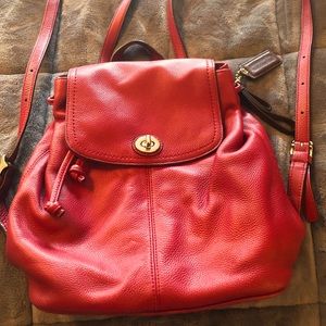 Coach red leather bag